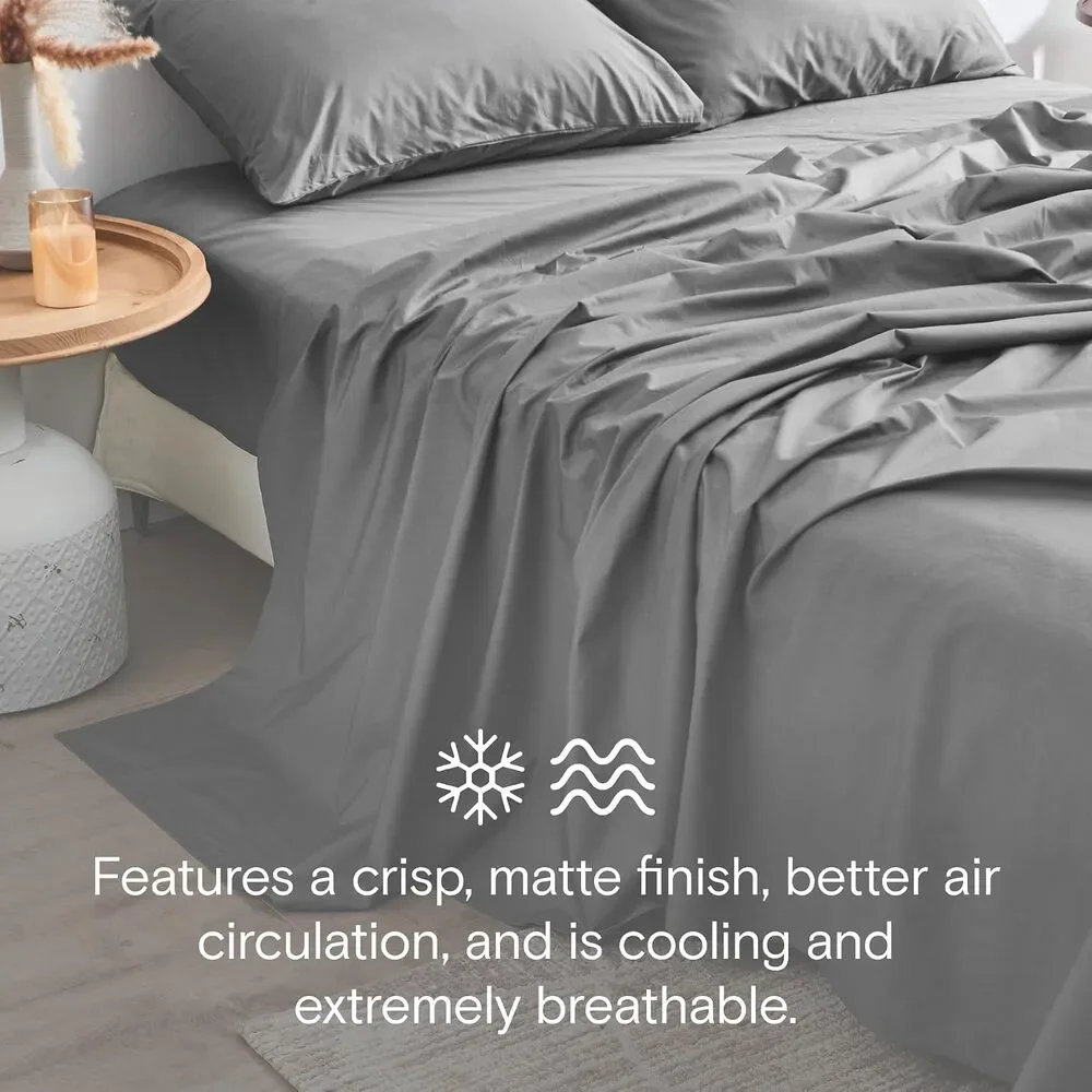 NWT DOZ by SIJO Organic Duvet Cover Set, Percale Cotton Storm, King/Cal King